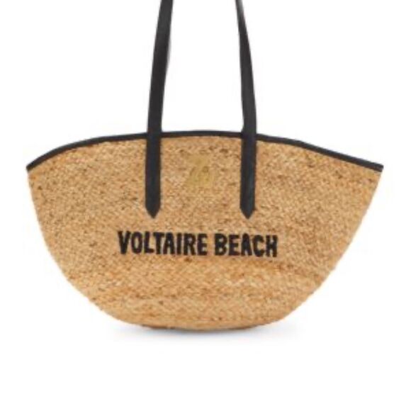 Zadig & Voltaire Initiale Woven Jute Tote FLAWED - Picture 7 of 14